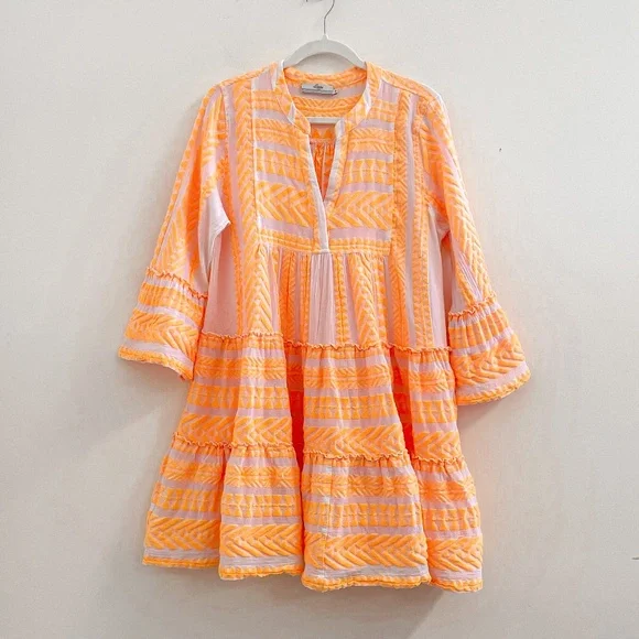 green emerald velvet dress Devotion Twins Neon Orange/Fushia Ella Short Dress